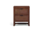 Comodino con 2 cassetti Hatteras Modern Boho con legno massello e dettagli in rattan naturale - Teamson Home