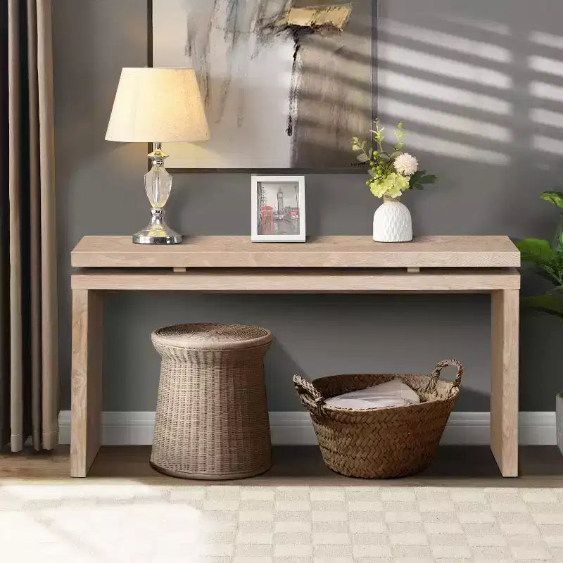 Okak 60IN Farmhouse Console Table with Thick Tabletop, Entryway Table with Double Board Suspension Design, Hallway Table for Lving Room