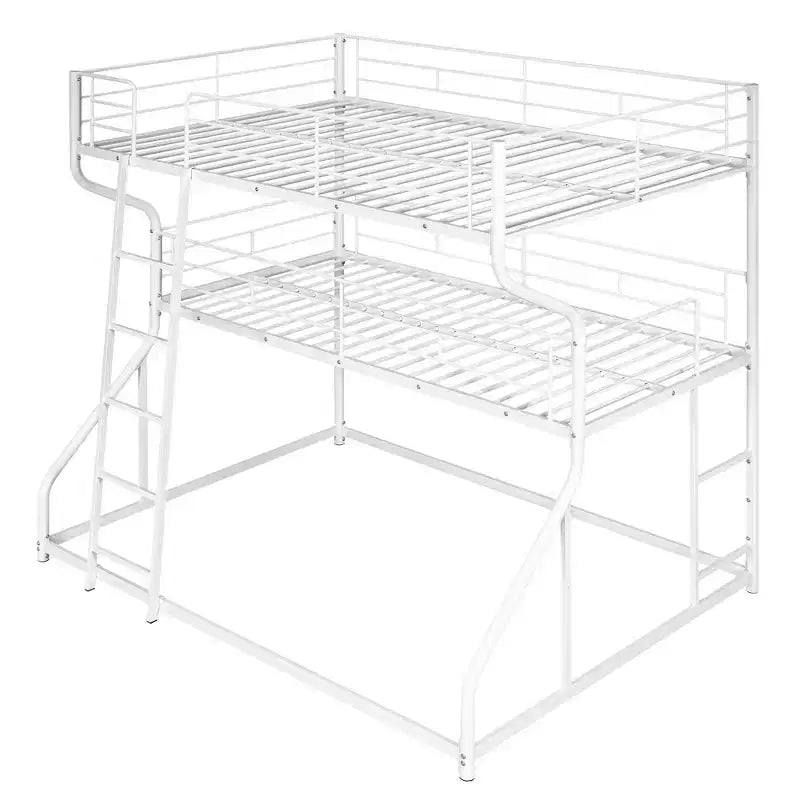 Letto a castello triplo Okak Full over Twin over Queen Size, letti a castello per bambini per impieghi gravosi con 2 scale, strutture letto per camera da letto, dormitorio