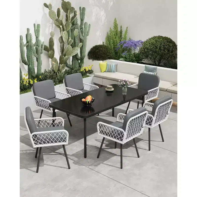 Outdoor Dining Chairs Set of 4, All-Weather Patio Armchairs with Cushions and Hand-Woven Rattan