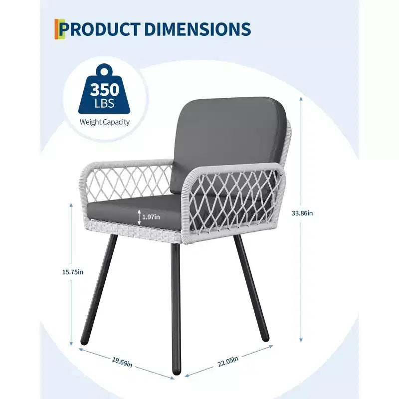 Set di 4 sedie da pranzo per esterni, poltrone da giardino per tutte le stagioni con cuscini e rattan intrecciato a mano