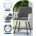 Set di 4 sedie da pranzo per esterni, poltrone da giardino per tutte le stagioni con cuscini e rattan intrecciato a mano