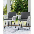 Set di 4 sedie da pranzo per esterni, poltrone da giardino per tutte le stagioni con cuscini e rattan intrecciato a mano