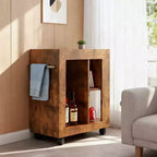 Mobile Bar Rustico Homy Casa con Piano in Marmo e Ruote, Marrone Carrello Contenitore Mobile per Cucina e Soggiorno