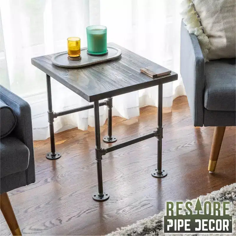 Tavolino RESTORE Boulder in Legno Massello Nero di Pipe Decor