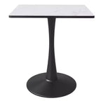 LeisureMod Bristol Square Dining Table with MDF Top and Black Steel Pedestal Base for Modern Kitchen and Dining Room