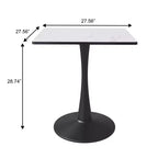 LeisureMod Bristol Tavolo da pranzo quadrato con piano in MDF e base a piedistallo in acciaio nero per cucina e sala da pranzo moderne