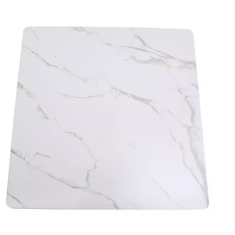 LeisureMod Bristol Tavolo da pranzo quadrato con piano in MDF e base a piedistallo in acciaio nero per cucina e sala da pranzo moderne