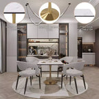 Tavolo da pranzo quadrato LeisureMod Bristol – Piano in MDF bianco marmorizzato con base a piedistallo in acciaio color oro, per cucina moderna, sala da pranzo, bar, piccoli appartamenti