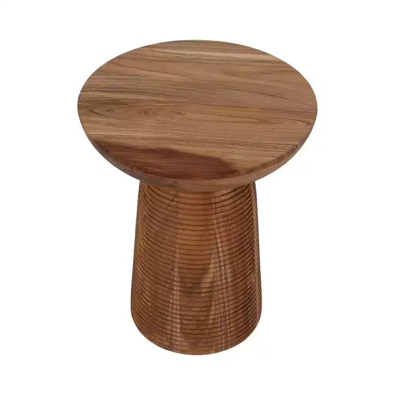 Tavolino da salotto con base in legno a coste, stile casual, per soggiorno, camera da letto, ufficio - 20 Marrone