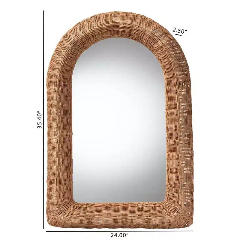 Specchio da parete ad arco in rattan Brisia di Bali & Pari