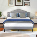 BestMassage Upholstered Platform Bed Frame with Headboard Fabric Mattress Foundation No Box Spring Needed(Grey, Queen)
