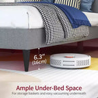 Struttura letto imbottita BestMassage con testiera, base per materasso in tessuto, nessun sommier richiesto (grigio, queen size)