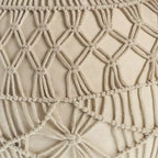 HomeRoots Pouf-Ottoman Rotondo Geometrico a Ciuffi in Cotone Crema 20