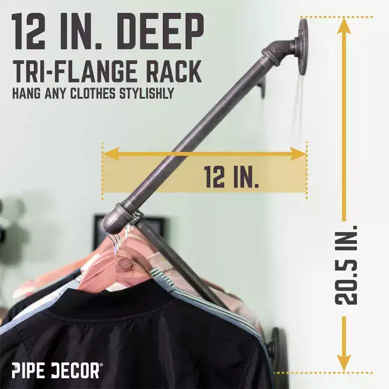 Appendiabiti da parete a tre flange da 28 pollici di PIPE DECOR