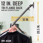 Appendiabiti da parete a tre flange da 28 pollici di PIPE DECOR