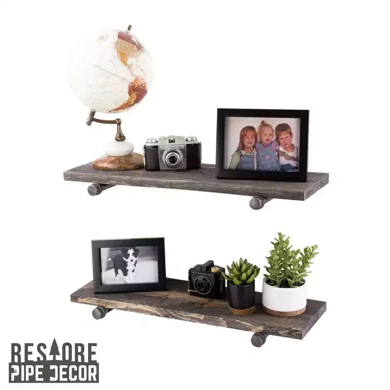 RESTORE Boulder Black Mensole da 24 pollici con staffe diritte di Pipe Decor