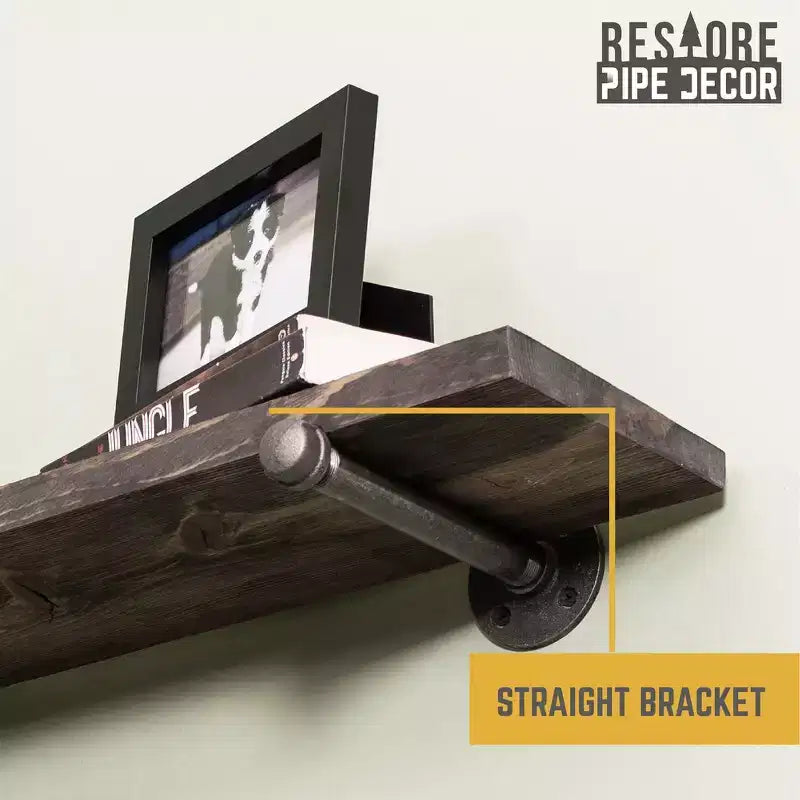 RESTORE Boulder Black Mensole da 24 pollici con staffe diritte di Pipe Decor