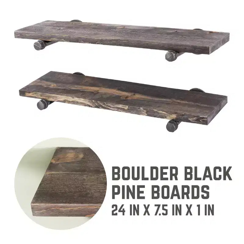 RESTORE Boulder Black Mensole da 24 pollici con staffe diritte di Pipe Decor