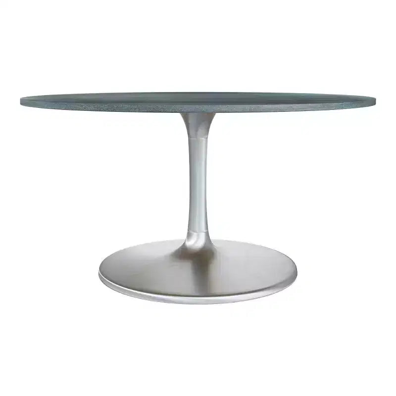 HomeRoots Tavolo da pranzo rotondo con piano in marmo grigio e argento da 60 e base a piedistallo in alluminio