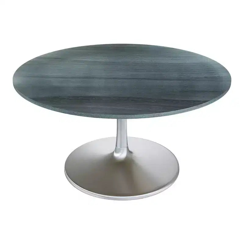 HomeRoots Tavolo da pranzo rotondo con piano in marmo grigio e argento da 60 e base a piedistallo in alluminio