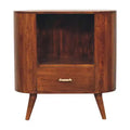 HomeRoots 30 Chestnut Solid Wood Oval Accent Cabinet With One Drawer