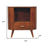 HomeRoots Mobile Contenitore Ovale con Un Cassetto in Legno Massello di Castagno 30