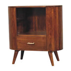 HomeRoots Mobile Contenitore Ovale con Un Cassetto in Legno Massello di Castagno 30