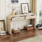 Consolle curva Okak con ripiano spesso, tavolo da ingresso con 2 cassetti superiori e maniglia in metallo, tavolo d'accento per sala da pranzo, soggiorno