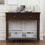 Okak 35IN Farmhouse Console Table, Entryway Table with Two Drawers and Bottom Shelf, Hallway Table for Living Room, Entrance