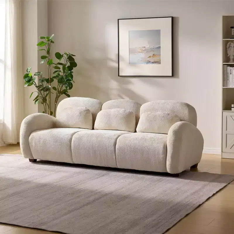 Divano moderno imbottito a 3 posti Christopher Knight Home Dorian 78" in legno di caucciù con 3 cuscini