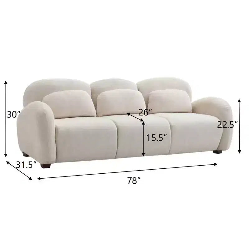 Divano moderno imbottito a 3 posti Christopher Knight Home Dorian 78" in legno di caucciù con 3 cuscini