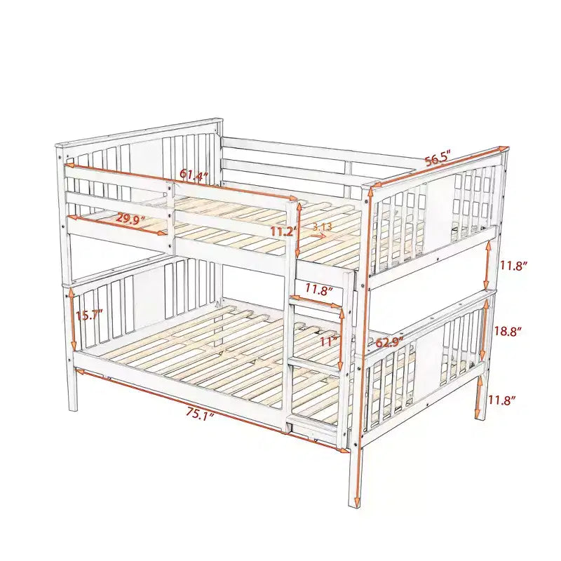 Letto a castello matrimoniale per bambini, struttura a castello matrimoniale con ringhiera per camera da letto o dormitorio