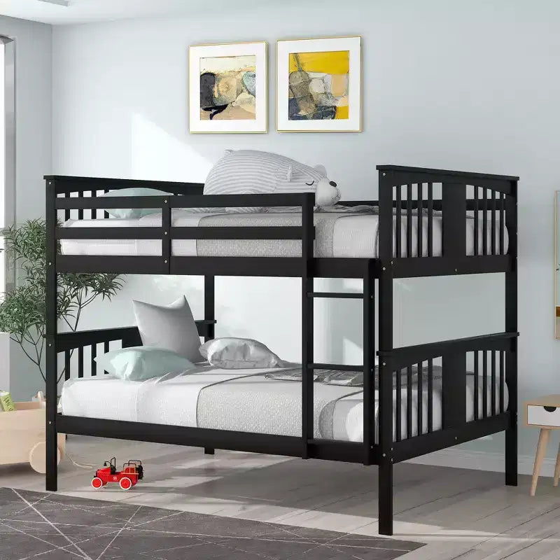 Full over Full Bunk Bed for Kids, Full Size Bunk Bed Frame with Guard Rail for Bedroom Dorm