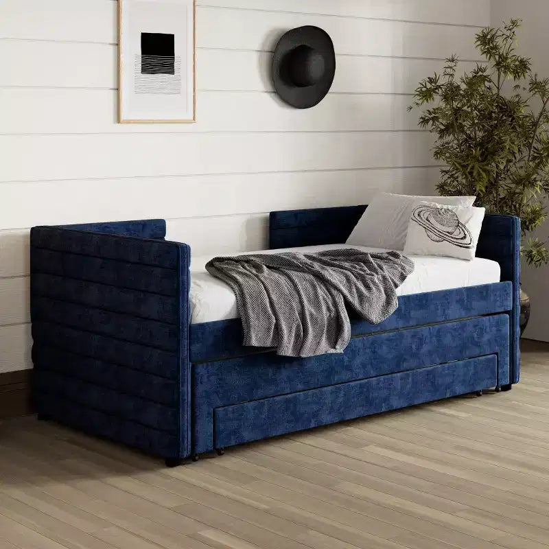 Divano Letto Singolo Moderno Divano Letto Imbottito con Letto Estraibile e Cassetti Portaoggetti Sotto il Letto per la Camera degli Ospiti - per Soggiorno, Camera da Letto