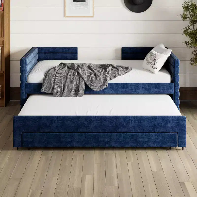Divano Letto Singolo Moderno Divano Letto Imbottito con Letto Estraibile e Cassetti Portaoggetti Sotto il Letto per la Camera degli Ospiti - per Soggiorno, Camera da Letto