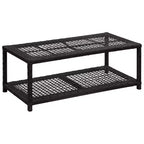 vidaXL Shoe Bench Black Poly Rattan, Metal - Black