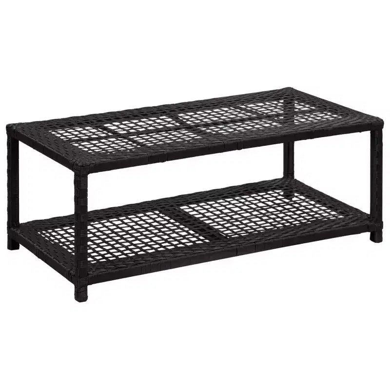 vidaXL Shoe Bench Black Poly Rattan, Metal - Black