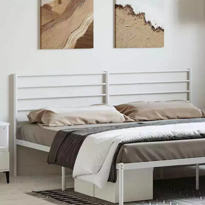 vidaXL Testiera resistente in metallo per letti California King Size, facile da montare, stile moderno bianca