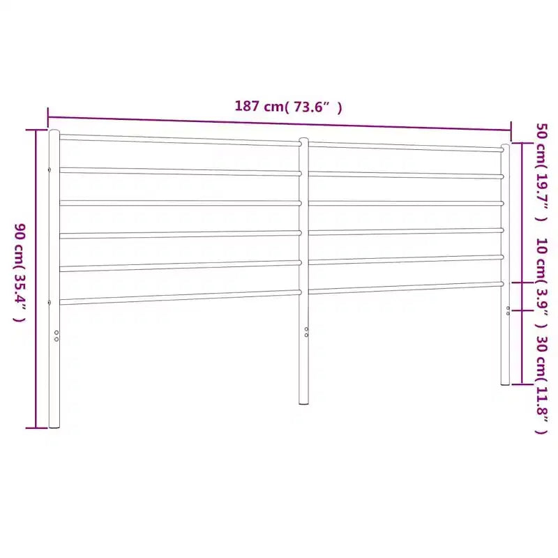 vidaXL Testiera resistente in metallo per letti California King Size, facile da montare, stile moderno bianca
