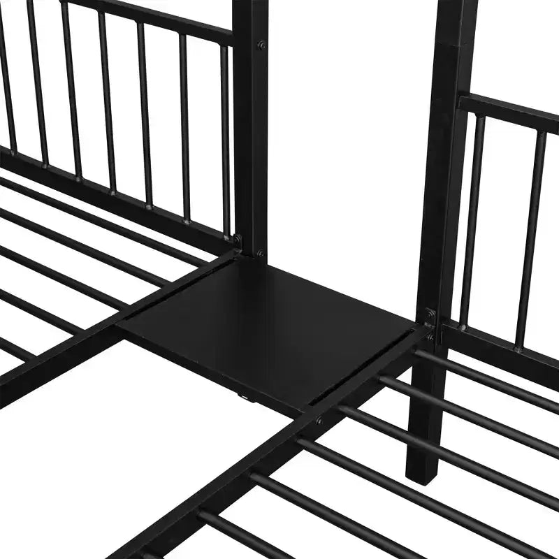 Struttura per letto a castello per 3 bambini, a due piani, con letti singoli sopra e sotto, a forma di L, in metallo, con cassetti e sponde di protezione
