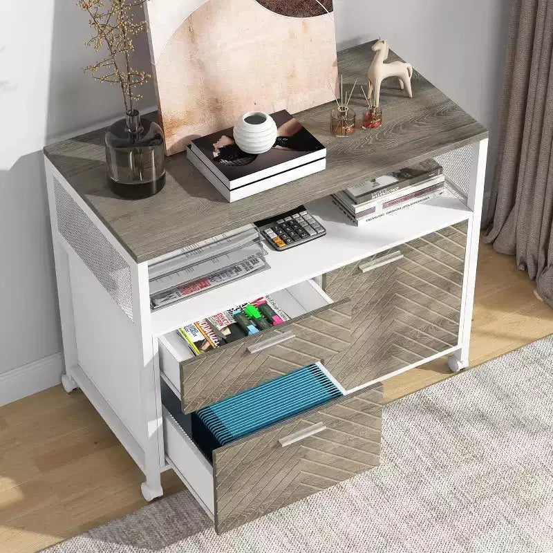 Scrivania a L Lantine con cassetti, scrivania direzionale per computer da 63 pollici e schedario laterale, set di 2 mobili per ufficio domestico