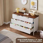 Comò a 6 cassetti con scanalature, cassettiera moderna larga 120 cm con maniglie in metallo, comò con profilo curvo, mobile porta TV, organizer per cassetti in legno per camera da letto