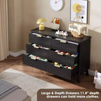 Comò a 6 cassetti con scanalature, cassettiera moderna larga 120 cm con maniglie in metallo, comò con profilo curvo, mobile porta TV, organizer per cassetti in legno per camera da letto