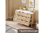 Comò a 6 cassetti con scanalature, cassettiera moderna larga 120 cm con maniglie in metallo, comò con profilo curvo, mobile porta TV, organizer per cassetti in legno per camera da letto