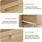 COZONY Credenza Moderna in Rattan, Madia 120 cm con Cassetti e Ante, Organizer Multifunzionale per la Casa 3 pz con 3 colli di spedizione