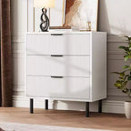 COZONY Wave Fluted 3-Drawer Dresser, Modern Wood Storage Cabinet with Metal Legs, Bedroom Chest Organizer 2 pcs with 2 boxs shipping