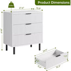 COZONY Cassettiera ondulata scanalata a 3 cassetti, Mobile contenitore moderno in legno con gambe in metallo, Organizzatore cassettiera da camera da letto 2 pezzi con spedizione in 2 scatole