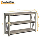 Tavolo Consolle Rustico, Tavolo da Ingresso Stretto Lungo 119 cm con Ripiani, Consolle in Legno a 3 Livelli per Soggiorno, Tavolini Sottili Dietro il Divano