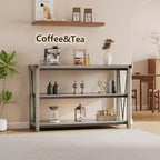Tavolo Consolle Rustico, Tavolo da Ingresso Stretto Lungo 119 cm con Ripiani, Consolle in Legno a 3 Livelli per Soggiorno, Tavolini Sottili Dietro il Divano